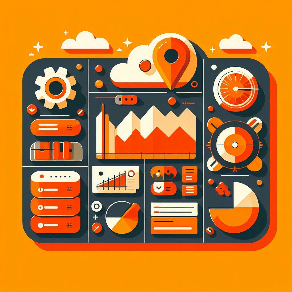 flat interface resembling a Power BI dashboard with orange color accents, no balls flat interface resembling a Power BI dashboard with orange color accents, no balls